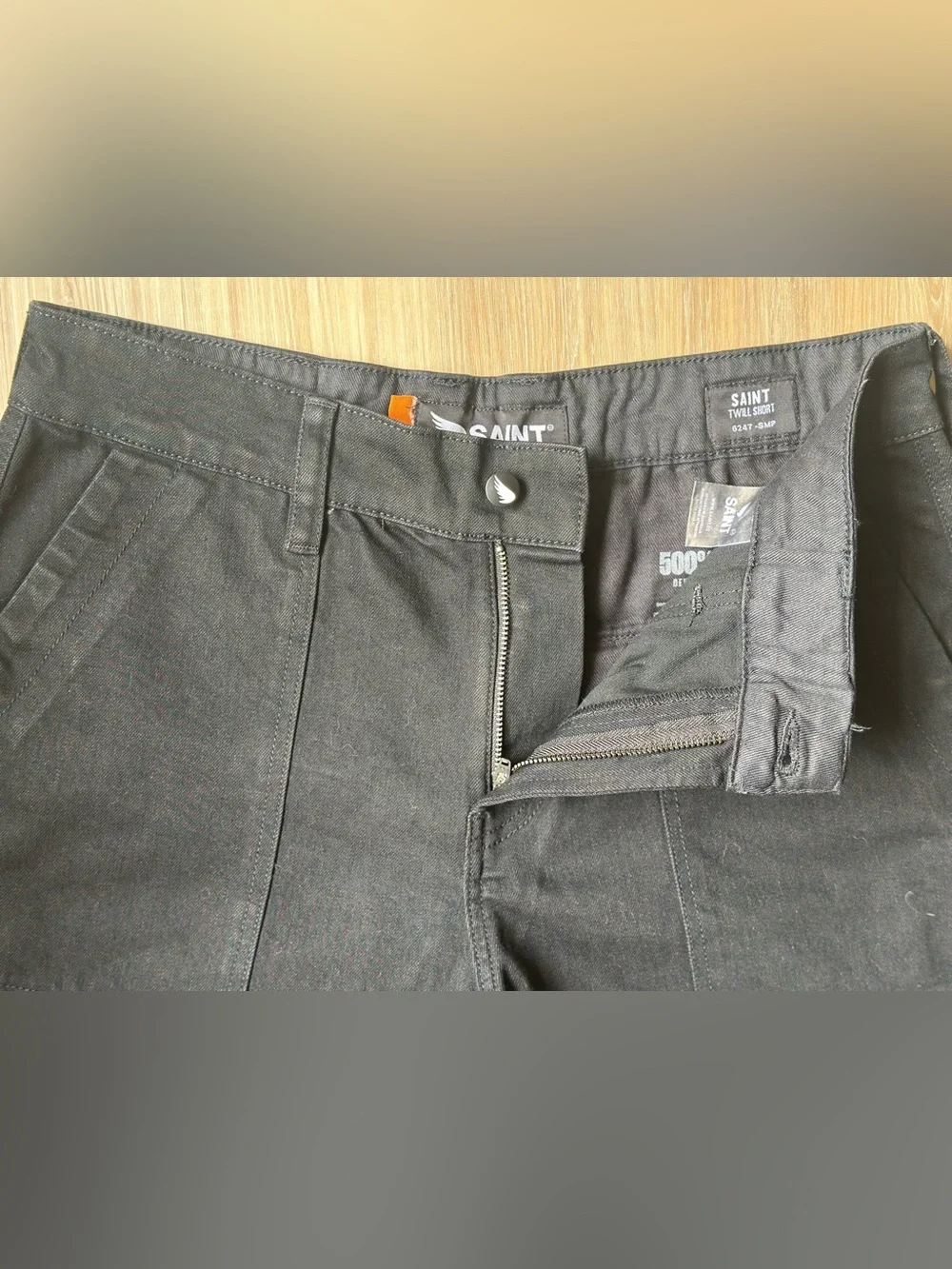 Sa1nt Black Twill Shorts 6247-Smp Heavy Duty Dyneema Moto Work Shorts 34